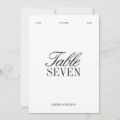 Elegant Black & White Wedding Table Number Einladung (Vorderseite)