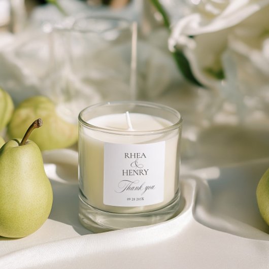 Elegant Black & White Wedding Thank You Quadratischer Aufkleber