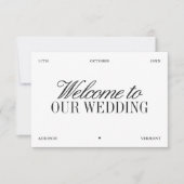 Elegant Black & White Wedding Welcome Card Einladung (Vorderseite)
