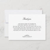 Elegant Black & White Wedding Welcome Card Einladung (Rückseite)