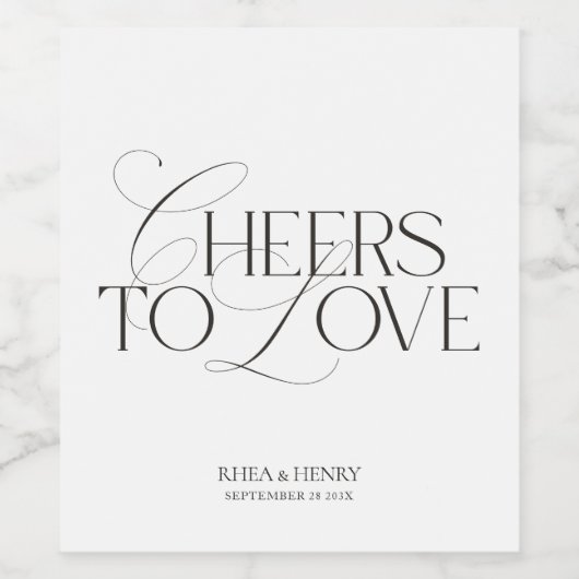 Elegant Black & White Wedding Wine Bottle Label Weinetikett (Einzelnes Label)