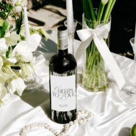 Elegant Black & White Wedding Wine Bottle Label Weinetikett