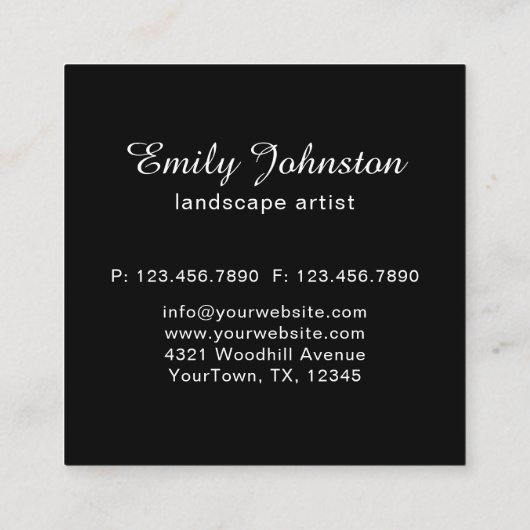 Elegant Black White Weeping Birch Branch Botanical Quadratische Visitenkarte (Rückseite)