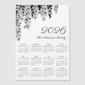 Elegant Black White Weeping Birch Calendar 2026 Magnetkarte (Vorderseite)