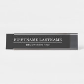 Elegant Black White with Name Title Simple Line Schreibtischnamensplakette (Vorderseite )