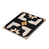 Elegant Black &White Yellow Abstract Floral Fliese (Seite)