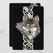 Elegant Black Wild Wolf Birthday Einladung (Vorne/Hinten)