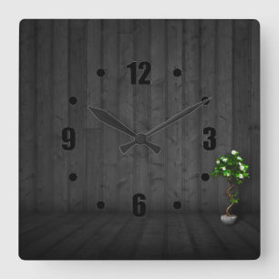 Elegant Black Wood Design Square Wall Clocks Quadratische Wanduhr