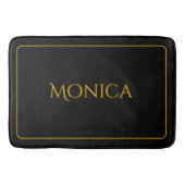 Elegant black &yellow monogram name Bath Mat Badematte (Vorderseite)
