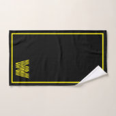 Elegant Black & yellow Personalized Monogram Badhandtuch Set (Handtuch)
