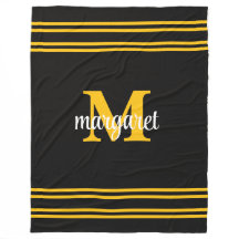 Elegant black &yellow white monogram name