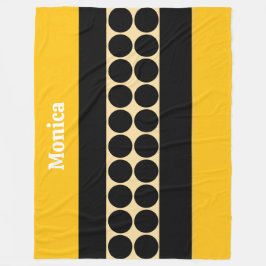 Elegant black   &  yellowpolka dots monogram name fleecedecke