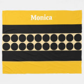 Elegant black & yellowpolka dots monogram name fleecedecke (Vorderseite (Horizontal))