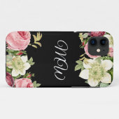 Elegant BlackFloral Monogram Case-Mate iPhone Case (Rückseite (Horizontal))