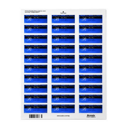 ELEGANT BLACUE BLAUE DAMASK MONOGRAMM (Vorne)