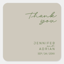 Elegant Blale Silver Minimal Danke Hochzeit Quadratischer Aufkleber