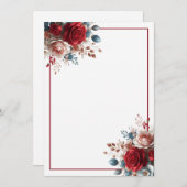 Elegant Blank Floral Wedding Einladung (Vorne/Hinten)