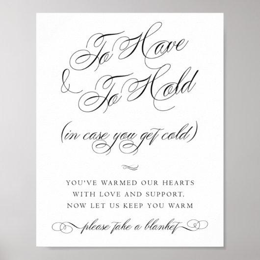 Elegant Blanket Black Calligraphy | Chic Party Poster (Vorne)