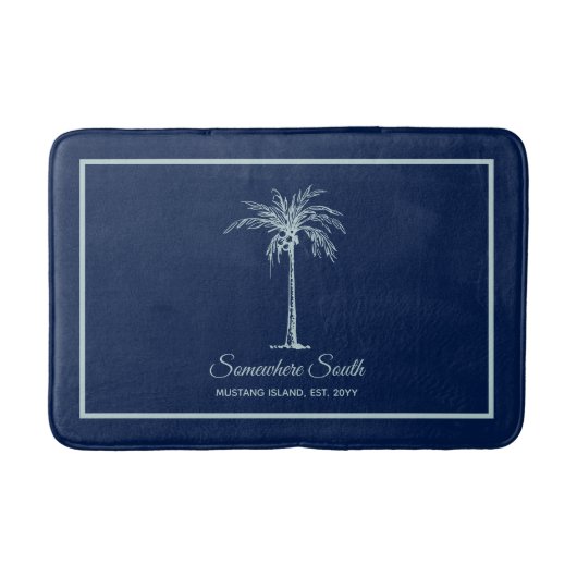 Elegant Blass Aquamarin Palm Tree Personalisiert Badematte (Vorderseite)