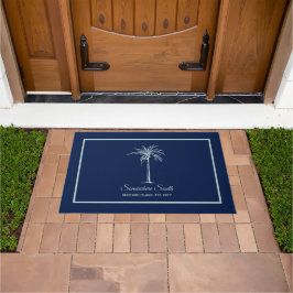 Elegant Blass Aquamarin Palm Tree Personalisiert Fußmatte