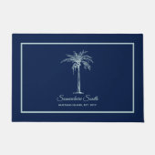 Elegant Blass Aquamarin Palm Tree Personalisiert Fußmatte (Vorderseite)