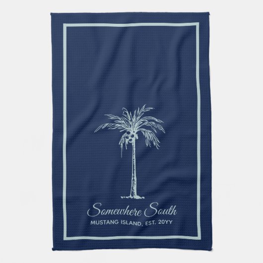 Elegant Blass Aquamarin Palm Tree Personalisiert Geschirrtuch (Vertikal)