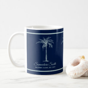 Elegant Blass Aquamarin Palm Tree Personalisiert Kaffeetasse