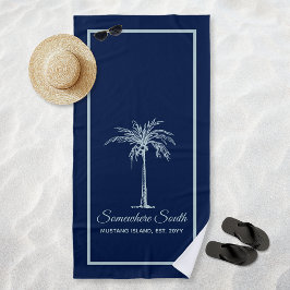 Elegant Blass Aquamarin Palm Tree Personalisiert Strandtuch