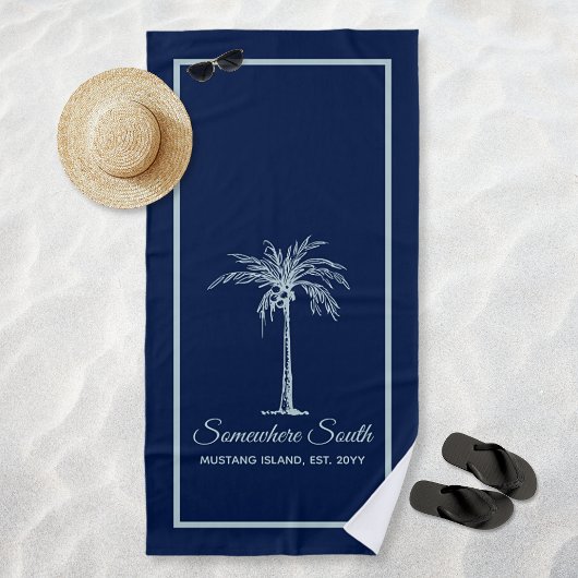 Elegant Blass Aquamarin Palm Tree Personalisiert Strandtuch