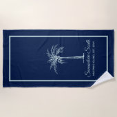 Elegant Blass Aquamarin Palm Tree Personalisiert Strandtuch (Vorderseite)