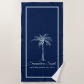 Elegant Blass Aquamarin Palm Tree Personalisiert Strandtuch (Vorderseite)
