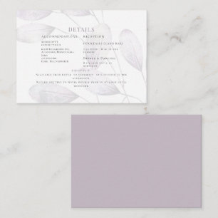 Elegant, blass Lavender Foliage Hochzeitsszenario Begleitkarte