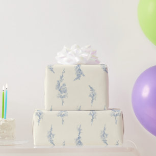 Elegant Blassgelb und Stahl Blau Botanisch Geschenkpapier