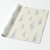 Elegant Blassgelb und Stahl Blau Botanisch Geschenkpapier (Ungerollt)