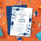 Elegant blau 85. Geburtstag Blautönen in Blau Einladung
