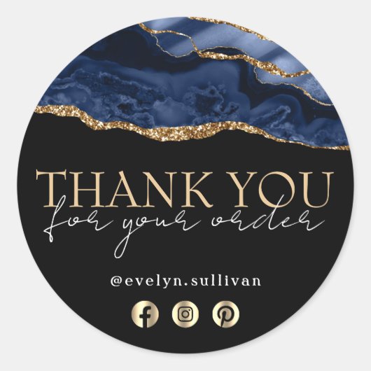 Elegant blau agate danke Ihnen Aufkleber (Vorderseite)