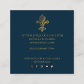 Elegant Blau & Gold Rustikal Vintag beängstigend Quadratische Visitenkarte (Rückseite)