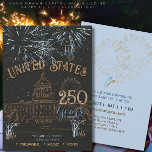 Elegant Blau & Gold US 250 Capitol Einladung