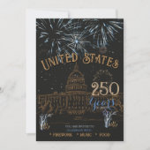 Elegant Blau & Gold US 250 Capitol Einladung (Vorderseite)