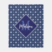 Elegant-blau-grau anfänglich mit Monogramm Fleecedecke (Vorderseite)