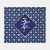 Elegant-blau-grau anfänglich mit Monogramm Fleecedecke (Vorderseite (Horizontal))