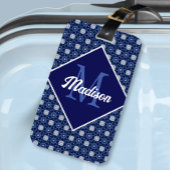 Elegant-blau-grau anfänglich mit Monogramm Gepäckanhänger