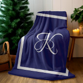 Elegant-blau-grau-Anfangsmonogramm Fleecedecke