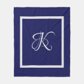 Elegant-blau-grau-Anfangsmonogramm Fleecedecke (Vorderseite)