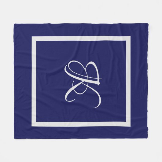 Elegant-blau-grau-Anfangsmonogramm Fleecedecke (Vorderseite (Horizontal))