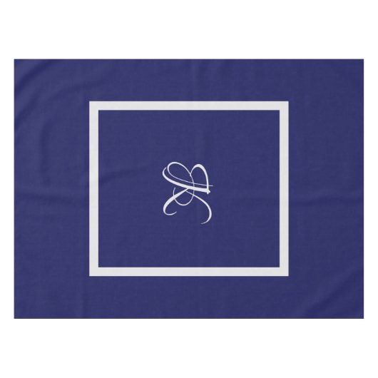 Elegant-blau-grau-Anfangsmonogramm Tischdecke (Vorderseite (Horizontal))