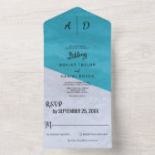 Elegant blau graue rustikale All in One Wedding Ei Einladung (Innen Boden)