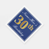 Elegant Blau, Imitate Gold 30. Geburtstag; Individ Serviette (Ecke)