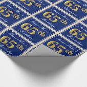 Elegant, blau, Imitate Gold 65. Geburtstag + Name Geschenkpapier (Ecke)