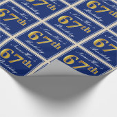 Elegant, blau, Imitate Gold 67. Geburtstag + Name Geschenkpapier (Ecke)